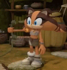 Size: 220x229 | Tagged: safe, sticks the badger, badger, animated, cute, dancing, female, happy, low res, phone, screencap, solo, sonic boom (tv), stickabetes