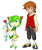 Size: 886x1061 | Tagged: safe, artist:the-gitz, chris thorndyke, cosmo the seedrian, human, seedrian, chrisabetes, christmas, clothes, cosmobetes, cute, duo, female, flower, happy, looking at viewer, male