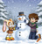 Size: 725x750 | Tagged: safe, ai art, artist:mobians.ai, chris thorndyke, cream the rabbit, human, rabbit, best friends, carrot, chrisabetes, clothes, creamabetes, female, gloves, hanging out, happy, male, scarf, snow, snowman, sweater, top hat, winter, winter outfit