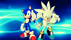 Size: 1192x670 | Tagged: safe, artist:soniclover82, silver the hedgehog, sonic the hedgehog