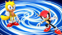 Size: 1192x670 | Tagged: safe, artist:soniclover82, mighty the armadillo, ray the flying squirrel