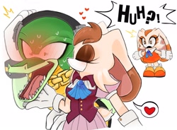 Size: 2303x1697 | Tagged: safe, artist:sagexx_v, cream the rabbit, vanilla the rabbit, vector the crocodile, shipping, vanilla x vector