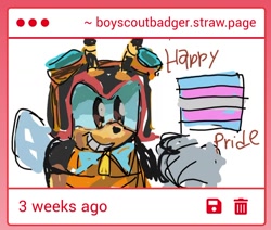Size: 1080x915 | Tagged: safe, artist:boyscout_badger, charmy bee, flag, pride, pride flag, sketch, smile, solo, trans male, trans pride, transgender