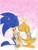 Size: 607x800 | Tagged: safe, artist:deviousblackmage12, miles "tails" prower, sonic the hedgehog, 2007, abstract background, age difference, barefoot, duo, eyes closed, gay, gloves off, hand on hip, holding hands, kiss, kneeling, shipping, shoes off, socks off, sonic x tails, star (symbol)