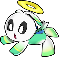 Size: 501x476 | Tagged: safe, artist:nyaryun, chao, 2016, hero chao, looking offscreen, mouth open, simple background, solo, swim hero chao, transparent background, uekawa style