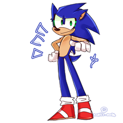 Size: 2048x2048 | Tagged: safe, artist:magiccnoodle, sonic the hedgehog, 2023, hand on hip, looking at viewer, outline, pointing, pointing at viewer, smile, smiling at viewer, solo