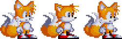 Size: 420x136 | Tagged: safe, artist:jsevion, miles "tails" prower, 16-bit, 2019, :o, classic tails, looking offscreen, mouth open, pixel art, redraw, simple background, solo, sprite, standing, style comparison, tailabetes, transparent background