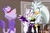 Size: 1024x686 | Tagged: safe, artist:kat4nadep4pel, blaze the cat, silver the hedgehog, oc, oc:summer the hedgehog, hedgehog, 2024, abstract background, canon x oc, door, indoors, looking at each other, looking at them, meme, protecting, reference inset, shipping, shipping denied, silver x summer, straight, trio