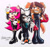 Size: 2304x2168 | Tagged: safe, artist:adairyaskie, oc, oc:anti-malice, oc:anti-percy, oc:anti-yodey, dog, hedgehog, jackal, 2024, anti-mobius, claws, clothes, heterochromia, l sign, oc team, signature, standing, traditional media, trio