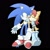 Size: 736x736 | Tagged: safe, artist:kiipuonranningu, sally acorn, sonic the hedgehog, chipmunk, hedgehog, black background, blushing, deactivated deviantart account, duo, female, hand on cheek, looking at each other, male, sally x sonic, sally's ringblader outfit, shipping, straight