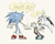 Size: 1155x916 | Tagged: safe, artist:loveitt_02, sonic the hedgehog, 2025, archie (comic), blushing, down boy, duo, looking at each other, looking at them, meme, mouth open, pointing, shipping, silver, silver x sonic, simple background, smile, sonic, speech bubble, standing, white background