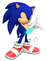Size: 3100x4000 | Tagged: safe, artist:bandicootbrawl96, artist:nibroc-rock, sonic the hedgehog, sonic adventure, 2022, 3d, absurd res, backwards v sign, crystal ring, devil horns (gesture), light shoes, posing, simple background, smile, solo, standing, transparent background, v sign, wink