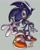 Size: 792x1000 | Tagged: safe, artist:thechamba, artist:thekidkaos, sonic the hedgehog, hedgehog, 2005, collaboration, grey background, looking at viewer, reaching out, reaching towards the viewer, signature, simple background, smile, smiling at viewer, solo, standing