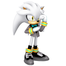 Size: 2500x2500 | Tagged: safe, artist:nibroc-rock, silver the hedgehog, 3d, simple background, suit, transparent background