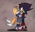 Size: 600x554 | Tagged: safe, artist:manjmia_31, miles "tails" prower, nine, shadow the hedgehog, sonic prime, 2025, age difference, alternate version, colored version, duo, gay, holding each other, kiss, lidded eyes, looking at each other, nine x shadow, outline, saliva, saliva trail, shadow x tails, shipping, shrunken pupils, side view, signature, standing, tongue out