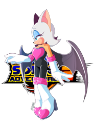 Size: 1504x2048 | Tagged: safe, artist:3511vo, rouge the bat, sonic adventure 2, 2021, lidded eyes, looking offscreen, outline, redraw, simple background, smile, solo, standing, transparent background