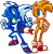 Size: 680x689 | Tagged: safe, artist:zohaku, miles "tails" prower, sonic the hedgehog, fox, hedgehog, 2015, duo, hand on hip, holding something, looking at viewer, no pupils, pointing, simple background, species swap, standing, transparent background, two tails, wrench
