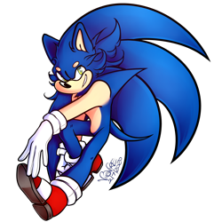 Size: 3500x3500 | Tagged: safe, artist:velvedd, sonic the hedgehog, 2020, beanbrows, clenched teeth, looking at viewer, posing, signature, simple background, smile, smiling at viewer, solo, transparent background, treads