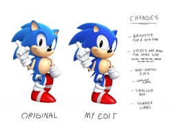 Size: 1024x768 | Tagged: safe, sonic the hedgehog, 2021, 3d, classic sonic, edit, editor needed, english text, looking at viewer, pointing, simple background, smile, sonic generations, text, white background