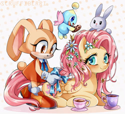 Size: 2662x2442 | Tagged: safe, artist:scruffiberri, cream the rabbit, angel bunny, fluttershy, my little pony