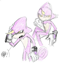 Size: 869x807 | Tagged: safe, artist:azeivert, espio the chameleon, 2025, annoyed, hand on head, lidded eyes, mouth open, simple background, sketch, solo, squiggle, white background