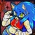 Size: 2048x2048 | Tagged: safe, artist:saintforan, sonic the hedgehog, hedgehog, 2025, abstract background, alternate hairstyle, alternate outfit, bandage, beanbrows, belly button, clothes, crop jacket, ear piercing, earring, eyelashes, female, fingerless gloves, fully clothed, gender swap, gloves, hand on hip, jacket, jeans, looking at viewer, midriff, mouth open, open smile, painted fingernails, pants, smile, solo, sparkles, sunglasses