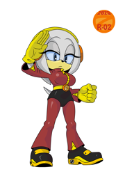 Size: 1042x1448 | Tagged: safe, artist:zetar02, oc, oc:zeta the echidna, echidna, 2025, belt, blue sclera, bodysuit, busty oc, clenched fist, frown, gloves, lidded eyes, looking offscreen, oc only, salute, shoes, simple background, sneakers, solo, standing, white background