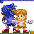 Size: 50x50 | Tagged: safe, artist:future-gamefreak, artist:realmaturebradley, miles "tails" prower, sonic the hedgehog, human, sonic the hedgehog 2, 2013, animated, continue screen, dark skin, duo, frown, gif, hands on hips, humanized, infinite loop, looking at them, looking away, pixel art, pointing, simple background, species swap, sprite, standing, tapping foot, transparent background
