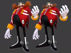 Size: 2048x1536 | Tagged: safe, artist:rainsyart, editor:rainsyart, robotnik, human, sonic dream team, 2024, 3d, comparison, edit, grey background, looking at viewer, simple background, smile, solo, standing