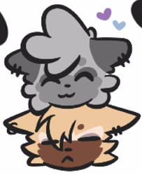 Size: 1017x1250 | Tagged: safe, artist:itsrainingswhelse, tangle the lemur, whisper the wolf, lemur, wolf, 2025, :<, beanbrows, cute, duo, ear piercing, earring, female, frown, head only, heart, lesbian, shipping, simple background, smile, tangabetes, tangle x whisper, whispabetes, white background