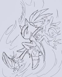 Size: 1657x2048 | Tagged: safe, artist:ommzii, blaze the cat, cat, 2026, female, fire, frown, grey background, line art, looking at viewer, mid-air, monochrome, simple background, sketch, solo