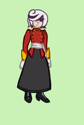 Size: 1383x2048 | Tagged: safe, artist:prowerprojects, sage, sonic frontiers, 2024, alternate version, eyelashes, female, flat colors, green background, hair over one eye, simple background, solo, sonic boom (tv), standing