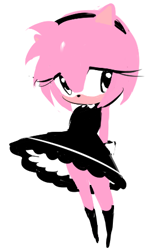 Size: 264x442 | Tagged: safe, artist:or__todd, amy rose, 2026, alternate outfit, monochrome, simple background, solo, standing, white background