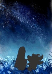 Size: 720x1030 | Tagged: safe, artist:waaii132299, maria robotnik, shadow the hedgehog, human, 2024, animated, duo, grass, looking at them, nighttime, outdoors, sound, speedpaint, standing, star (sky), upside down, webm