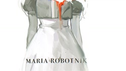 Size: 1201x679 | Tagged: semi-grimdark, artist:waaii132299, maria robotnik, human, 2024, blood, character name, greyscale, monochrome, simple background, solo, spot color, white background