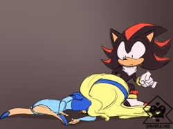 Size: 2600x1942 | Tagged: safe, artist:sakaruchibi12, maria robotnik, shadow the hedgehog, family guy death pose