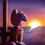 Size: 2048x2048 | Tagged: safe, artist:0vergrowngraveyard, miles "tails" prower, sails, sonic prime, 2024, from behind, looking offscreen, male, ocean, outdoors, signature, solo, sun, sunset, water