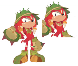 Size: 1265x1080 | Tagged: safe, artist:nicholas kole, knuckles the echidna, sonic prime, clenched fist, clenched fists, concept art, frown, gnarly knuckles, looking at viewer, official artwork, simple background, solo, standing, white background