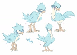 Size: 1500x1070 | Tagged: safe, artist:nicholas kole, flicky, bird, sonic prime, character name, concept art, flat colors, giant flicky, official artwork, simple background, solo, text, white background