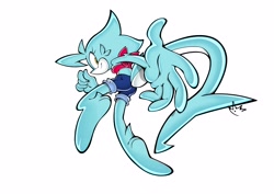 Size: 4096x2895 | Tagged: safe, artist:biolizard02, oc, 2023, commission, oc only, simple background, smile, solo, style emulation, uekawa style, white background