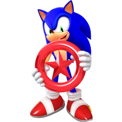 Size: 2500x2500 | Tagged: safe, artist:nibroc-rock, sonic the hedgehog, hedgehog, 2021, 3d, holding something, male, mouth open, open smile, red star ring, simple background, smile, smiling at viewer, solo, solo male, standing, transparent background