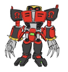 Size: 1169x1237 | Tagged: safe, artist:bigthecatirl, e-123 omega, 2023, flat colors, male, robot, simple background, solo, solo male, standing, white background