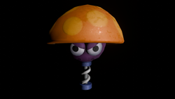 Size: 1920x1080 | Tagged: safe, artist:erenikol, 2025, 3d, agender, angry, badnik, black sclera, blender (medium), front view, looking at viewer, mushmeanie, robot, simple background, solo, solo agender