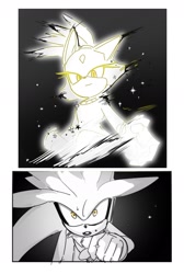 Size: 1218x1808 | Tagged: safe, artist:guitar_00000001, blaze the cat, silver the hedgehog, sonic the hedgehog (2006), 2025, duo, greyscale, monochrome, spot color