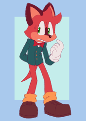 Size: 764x1080 | Tagged: safe, artist:onifellom, barry the quokka, 2023, clenched teeth, flat colors, hands behind back, nervous, nonbinary, nonbinary barry, quokka, solo, solo nonbinary, standing, sweatdrop