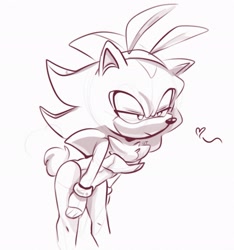 Size: 1917x2048 | Tagged: suggestive, artist:qtcakesentry, shadow the hedgehog, hedgehog, 2025, :|, bending over, bunny girl outfit, chest fluff, crossdressing, femboy, headband, heart, lidded eyes, looking offscreen, male, simple background, solo, solo male, stupid sexy shadow, white background