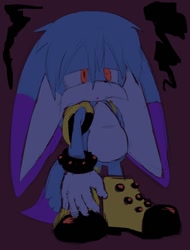 Size: 834x1096 | Tagged: safe, artist:bobbutterbutt, kit the fennec, 2026, dark, fennec, flat colors, lidded eyes, looking offscreen, male, mouth open, purple background, simple background, solo, solo male, standing