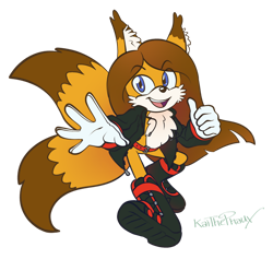 Size: 900x852 | Tagged: safe, artist:kaithephaux, oc, oc:kaliber the fox, fox, 2021, belt, boots, clothes, ear fluff, eyebrow clipping through hair, femboy, fur markings, gloves, hair, looking at viewer, male, oc only, signature, simple background, smile, smiling at viewer, solo, solo male, thumbs up, transparent background, treads, two tails