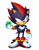 Size: 2550x3300 | Tagged: safe, artist:rancidire, shadow the hedgehog, hedgehog, 2018, chaos emerald, classic shadow, classic style, frown, holding something, looking offscreen, male, shadow (lighting), signature, simple background, solo, solo male, standing, style emulation, white background