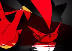 Size: 2000x1416 | Tagged: safe, artist:guitar_00000001, shadow the hedgehog, 2025, blood, blood on face, looking at viewer, solo